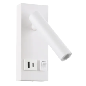 Arandela Cabeceira Branca Luz de Foco USB e USB-C