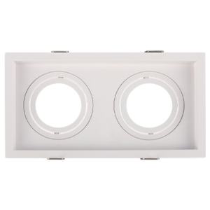 Spot Duplo Retangular de Embutir Recuado Orientável 2xMR16 em ABS